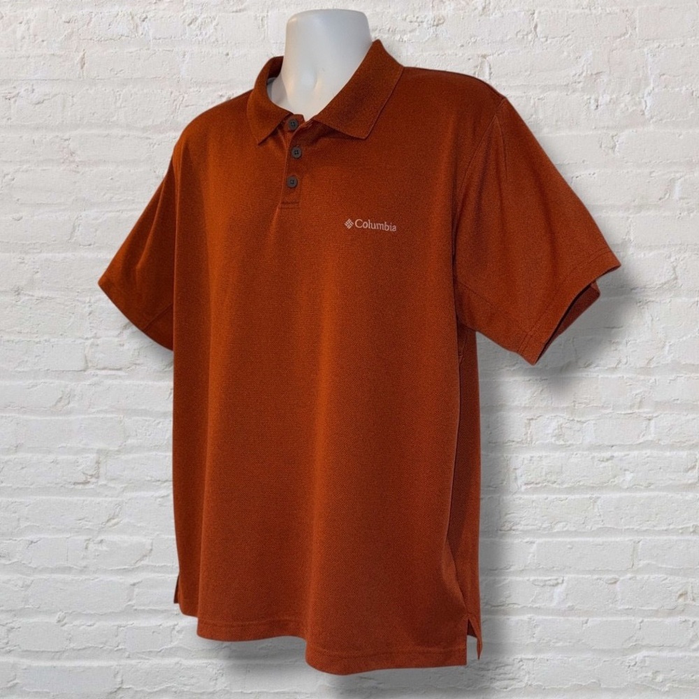 Columbia Omni-Wick Polo Shirt Men’s XL Rust Orange Performance Golf Activewear